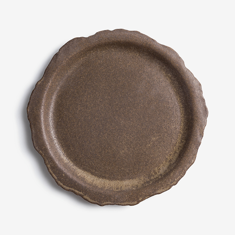 職人 手捻素燒 26cm 陶瓷圓盤｜暖棕｜單品_1