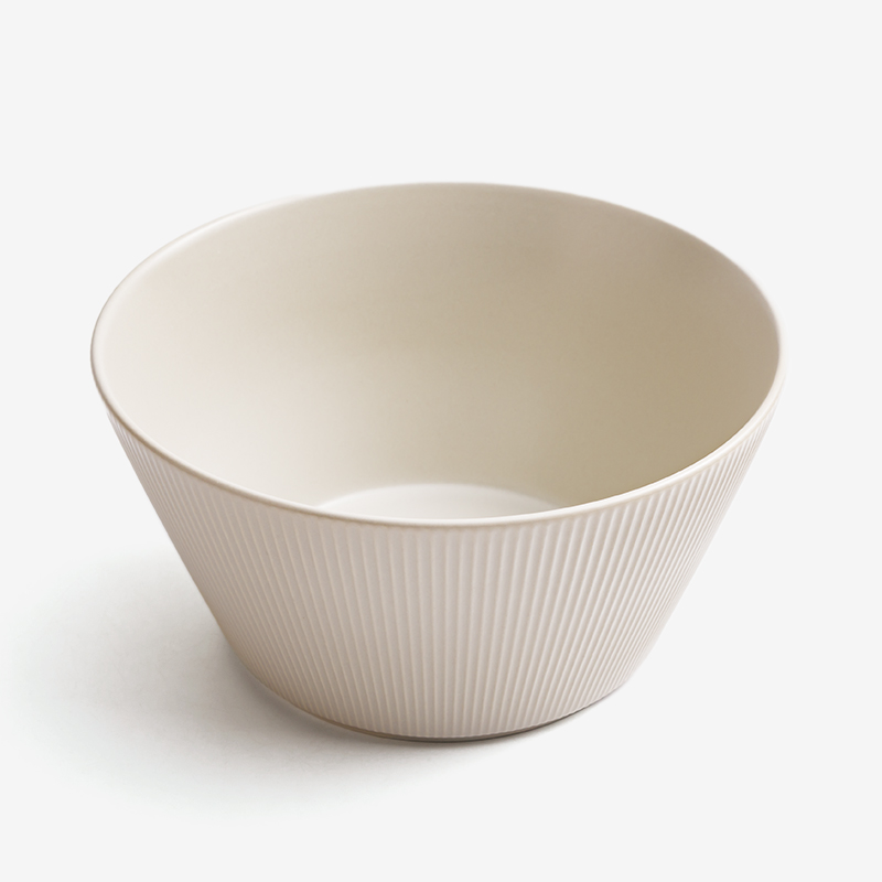 WAGA 簡約條紋 20cm 陶瓷大碗｜奶油白｜單品_0