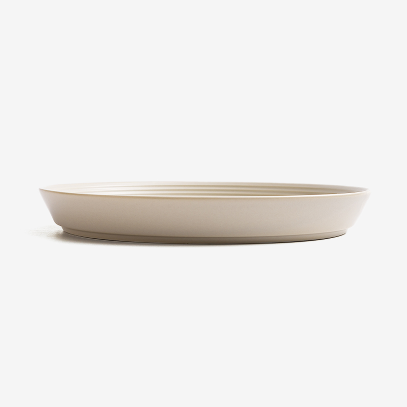 WAGA 簡約條紋 20.5cm 陶瓷淺盤｜奶油白｜單品_1