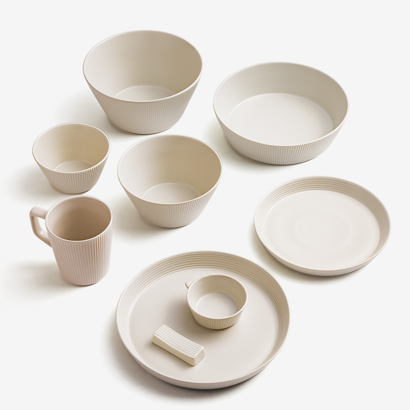 WAGA 簡約條紋 20.5cm 陶瓷淺盤｜奶油白｜單品_4