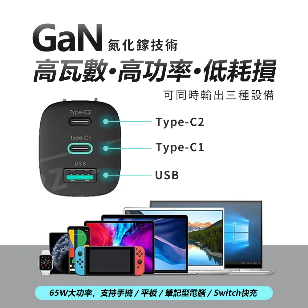 麥守基 GaN 氮化鎵充電器 65W 【D218】 台灣製 保固一年 PD快充 QC快充 Type C 快充頭 QC4.0 雙PD孔 充電器 充電頭 快速充電器 旅充頭用品_2