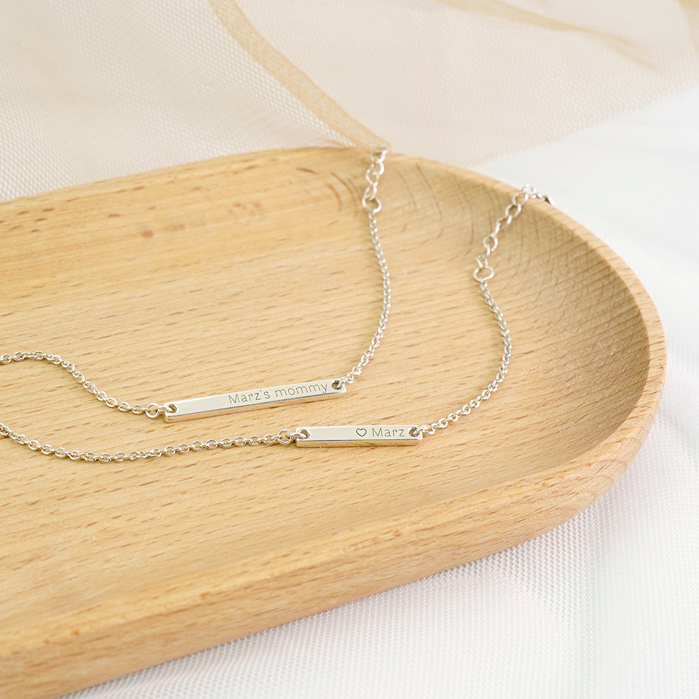 STORY故事銀飾-Baby&Me 雷射訂製刻字純銀手鍊-Baby
