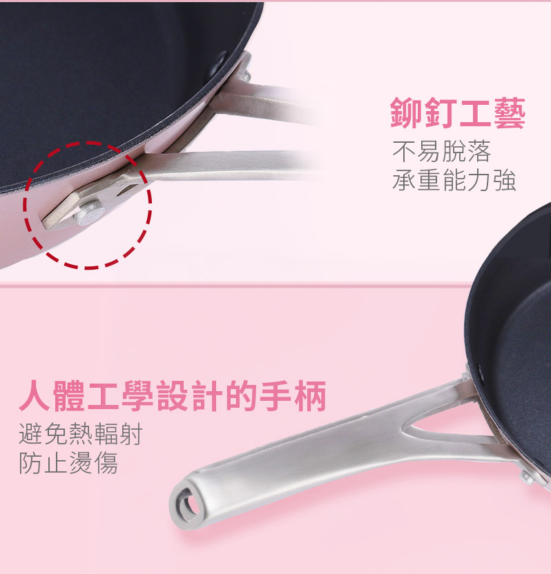 【美國MotherGoose 鵝媽媽】FancyPan 粉品IH導磁不沾鍋平底鍋26cm_5