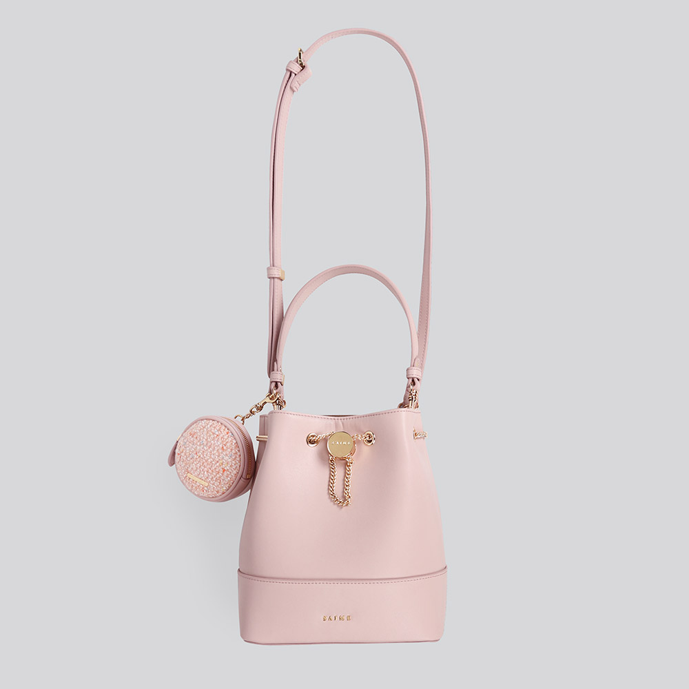 送料込★S’AIME★百褶束口小水桶包★コインケ-ス付ショルダ-BAG S'AIME】SAIME 東京企劃百褶束口小水桶包(附半月零錢包)