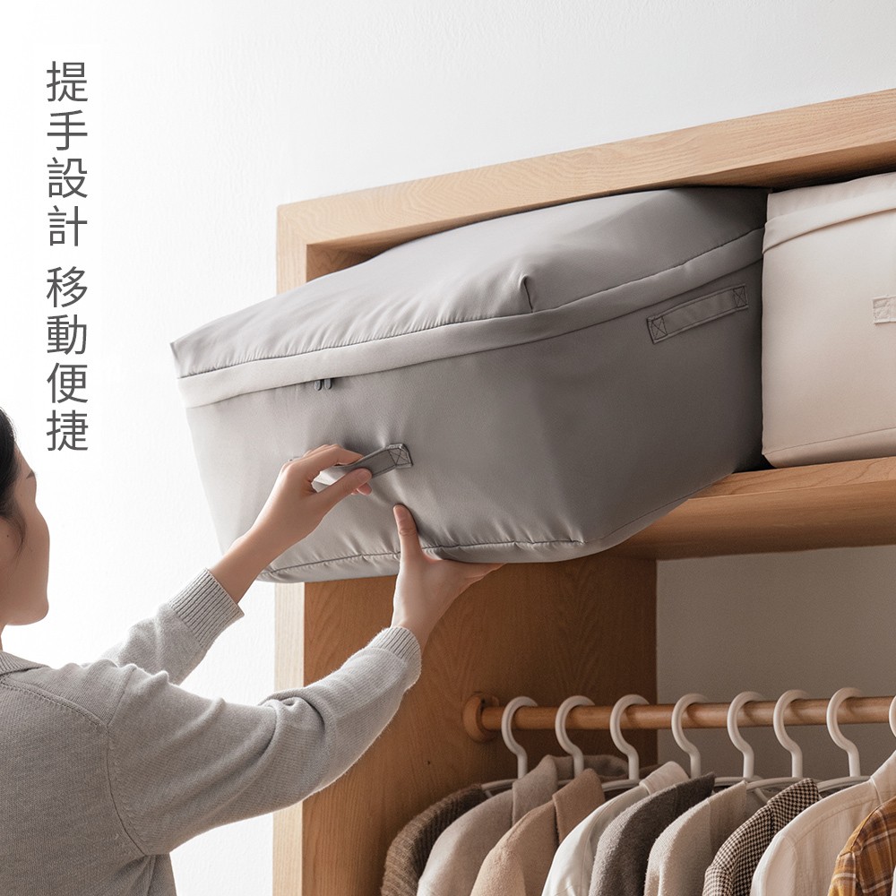 懶角落棉麻棉被收納袋-L(灰色)_3