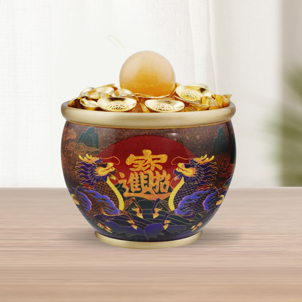 招財麒麟黃銅聚寶盆