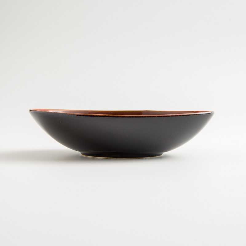 WAGA 新東方 21cm 不規則橢圓陶瓷缽碗│紅│單品_1