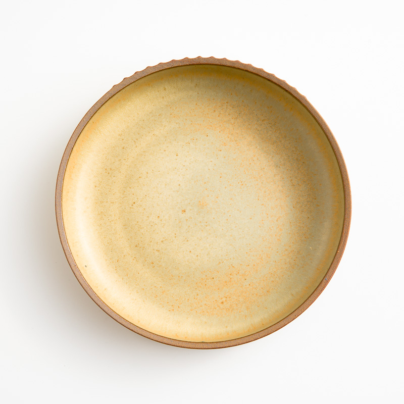 日式 柴燒手作 16.5cm 陶瓷立邊盤｜黃釉｜單品_2