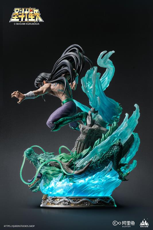 預購)Queen Studios 1/6 聖鬥士星矢天龍座紫龍雕像級全身像附五小強