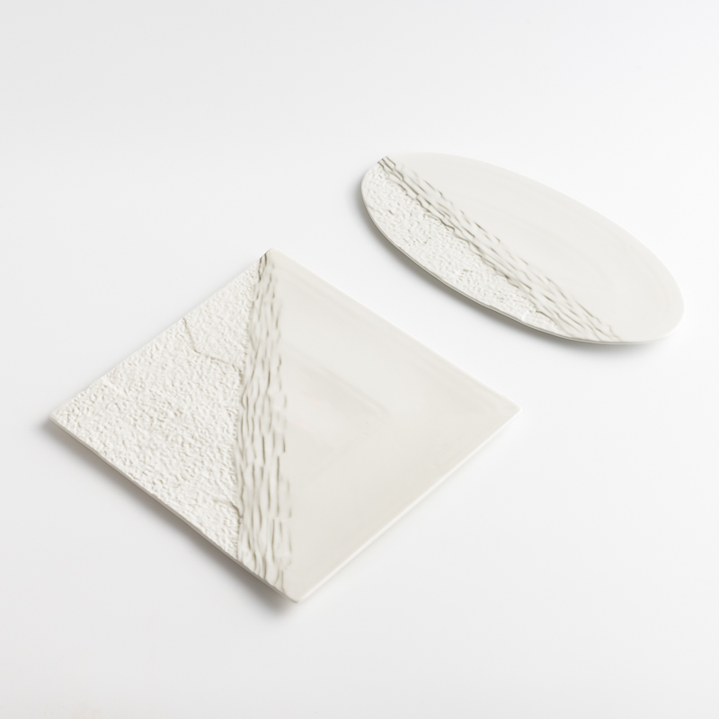 歐式 淨白純粹 33cm 陶瓷鵝卵石創意平盤│單品_4