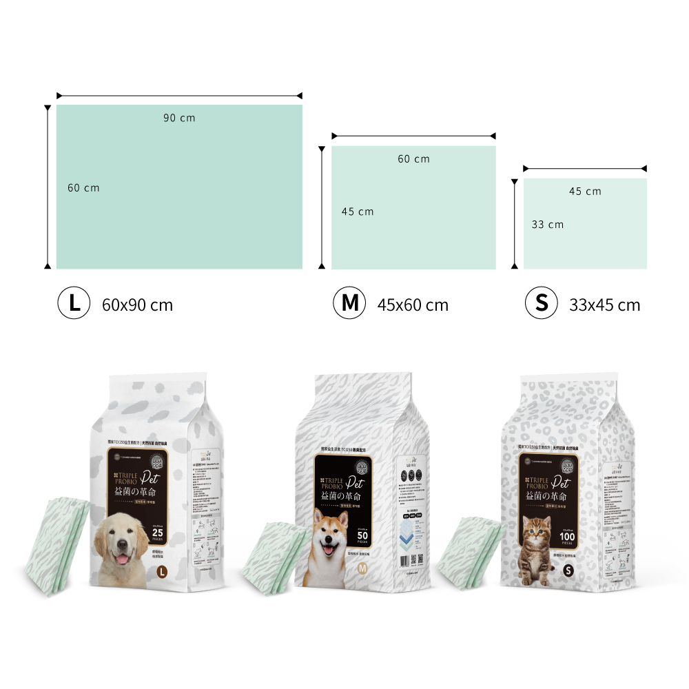 益菌の革命 Pet - 益生菌抗菌除臭寵物專用尿布墊 - M號 (50片/包，8包/箱)_3