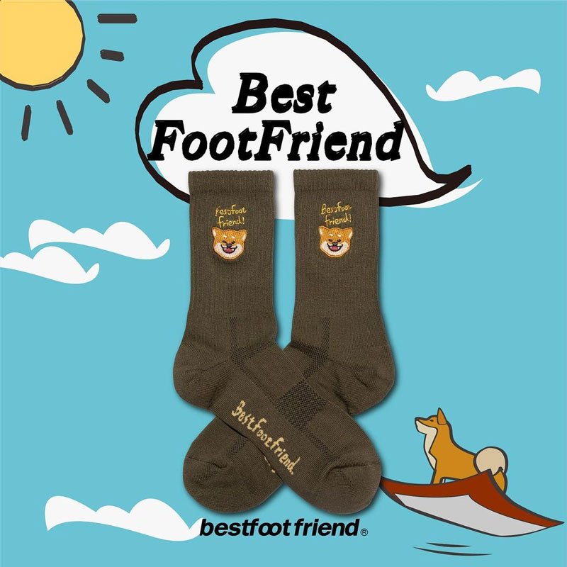 BEST FOOT FRIEND BF23005-OV SHIBA INU 柴犬 BFF 中筒襪 / 小腿襪 (橄欖綠)_0