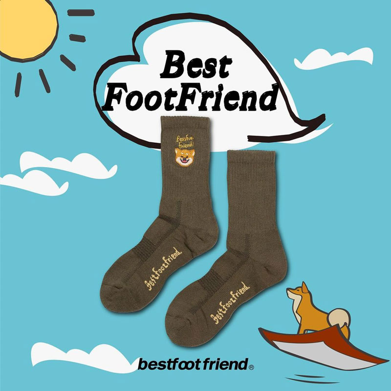 BEST FOOT FRIEND BF23005-OV SHIBA INU 柴犬 BFF 中筒襪 / 小腿襪 (橄欖綠)_1