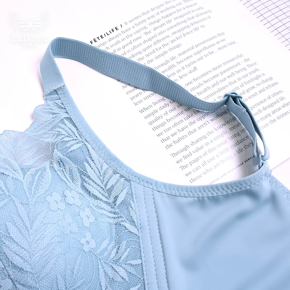 【花見BLOOM】爆乳純愛蕾絲無鋼圈內衣 M-XXL 藍色 A10103_8