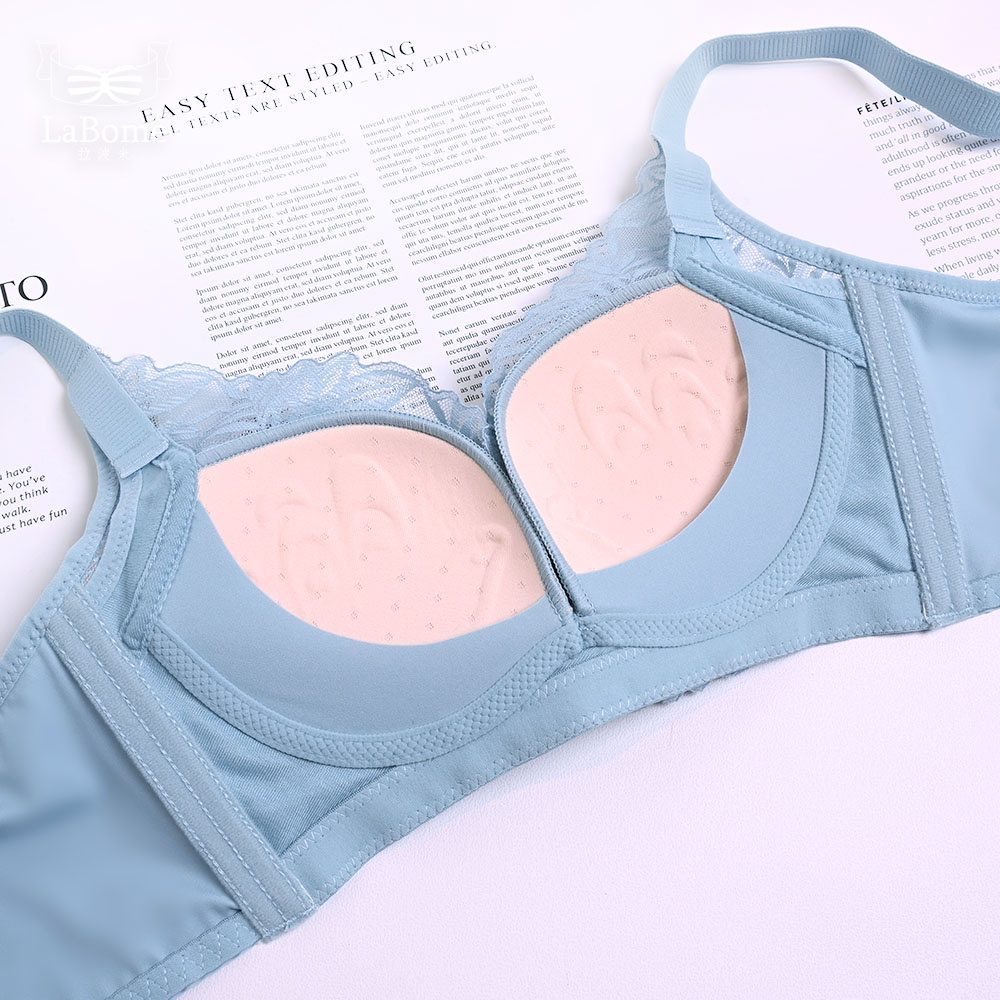 【花見BLOOM】爆乳純愛蕾絲無鋼圈內衣 M-XXL 藍色 A10103_9