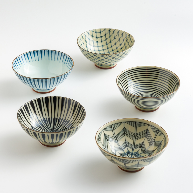 日式 手繪彩紋 14.5cm 陶瓷碗｜重十草｜單品_3