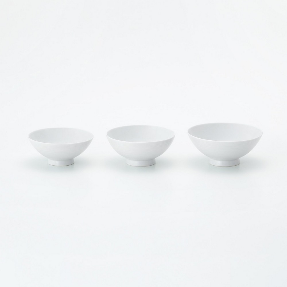 〔白磁　筒描　飯碗〕 白磁 筒描 飯碗〕