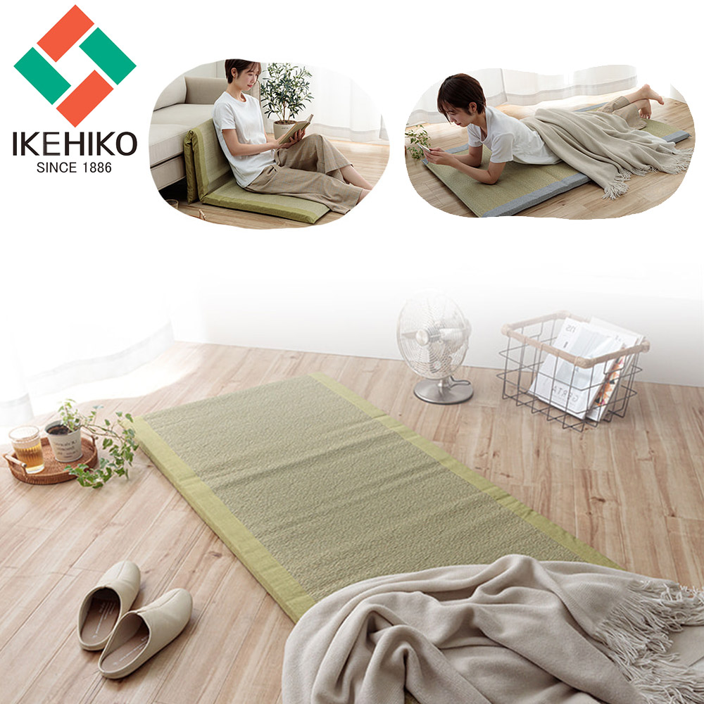 日本池彥IKEHIKO 日本製清涼除臭三折藺草床墊70X150-綠色_5