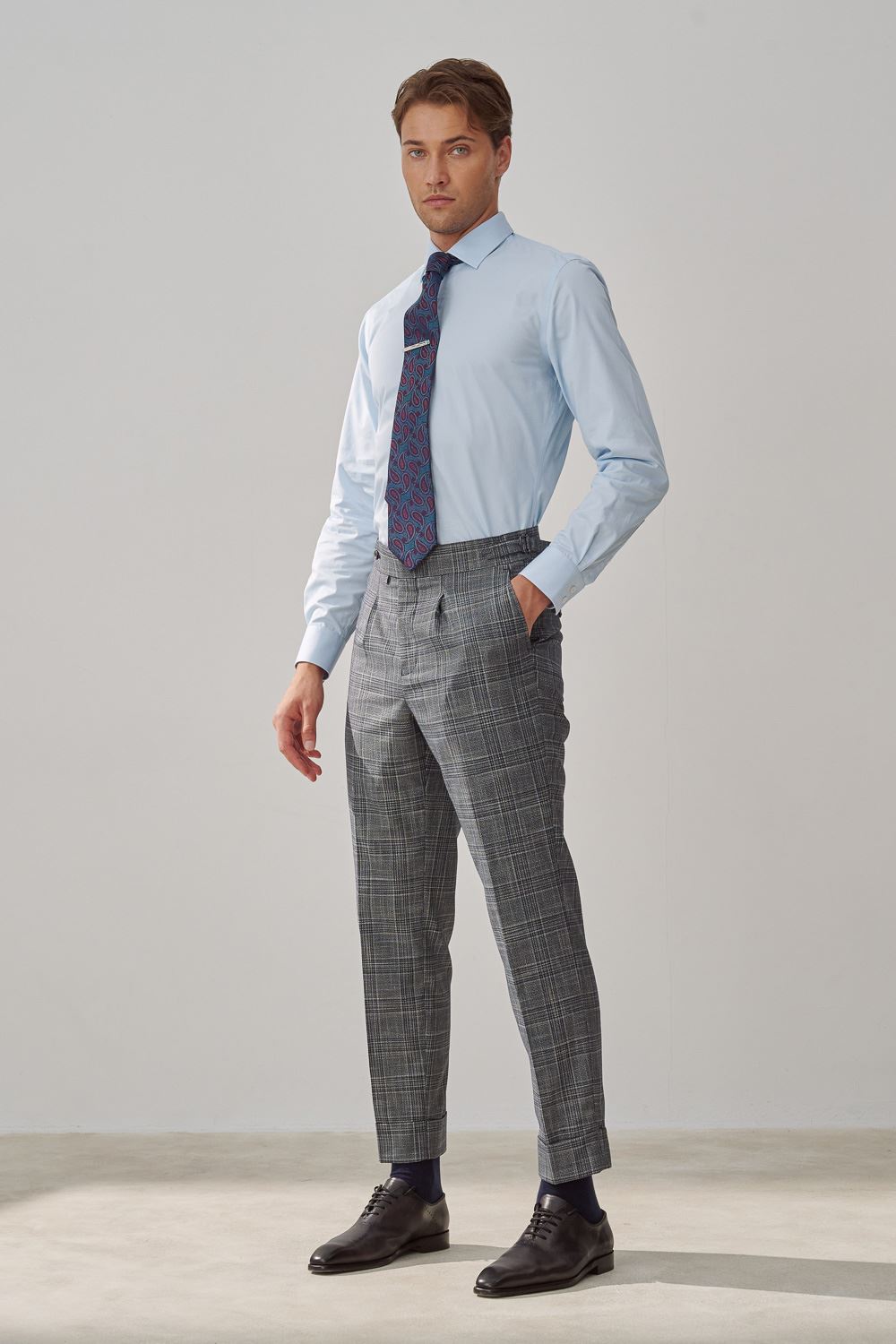 SST&C Gray Check Pattern Slim Fit Suit Trousers | 0212308005  (Outlet)_1