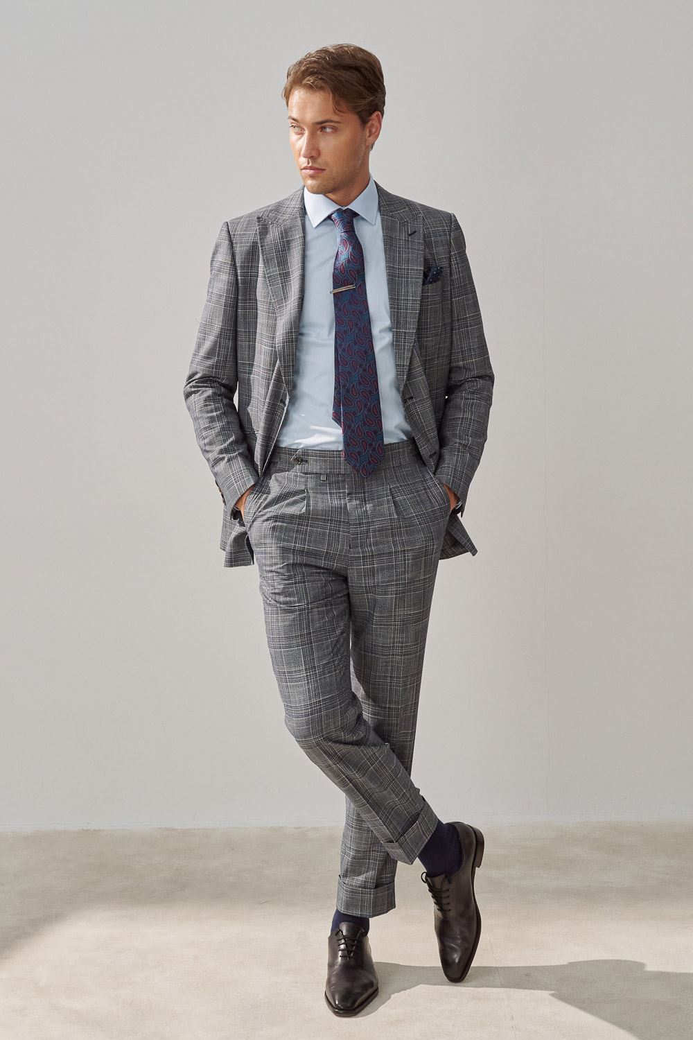 SST&C Gray Check Pattern Slim Fit Suit Trousers | 0212308005  (Outlet)_4