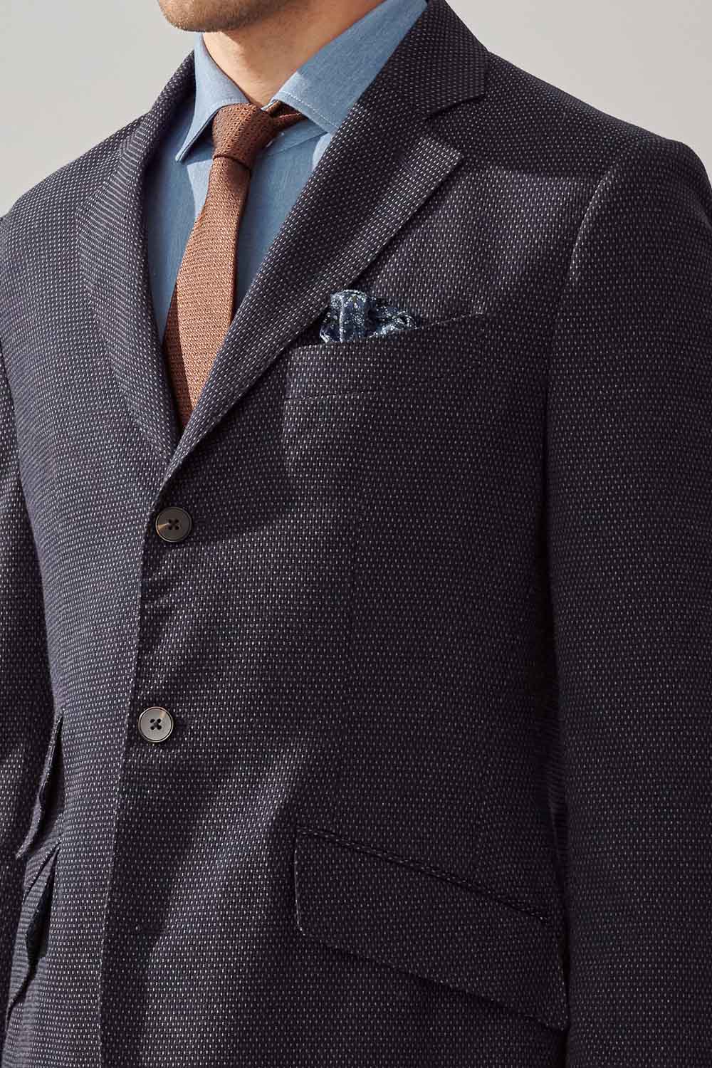 SST&C Navy Blue Dotted Casual Suit Jacket | 0612309005  (Outlet)_5