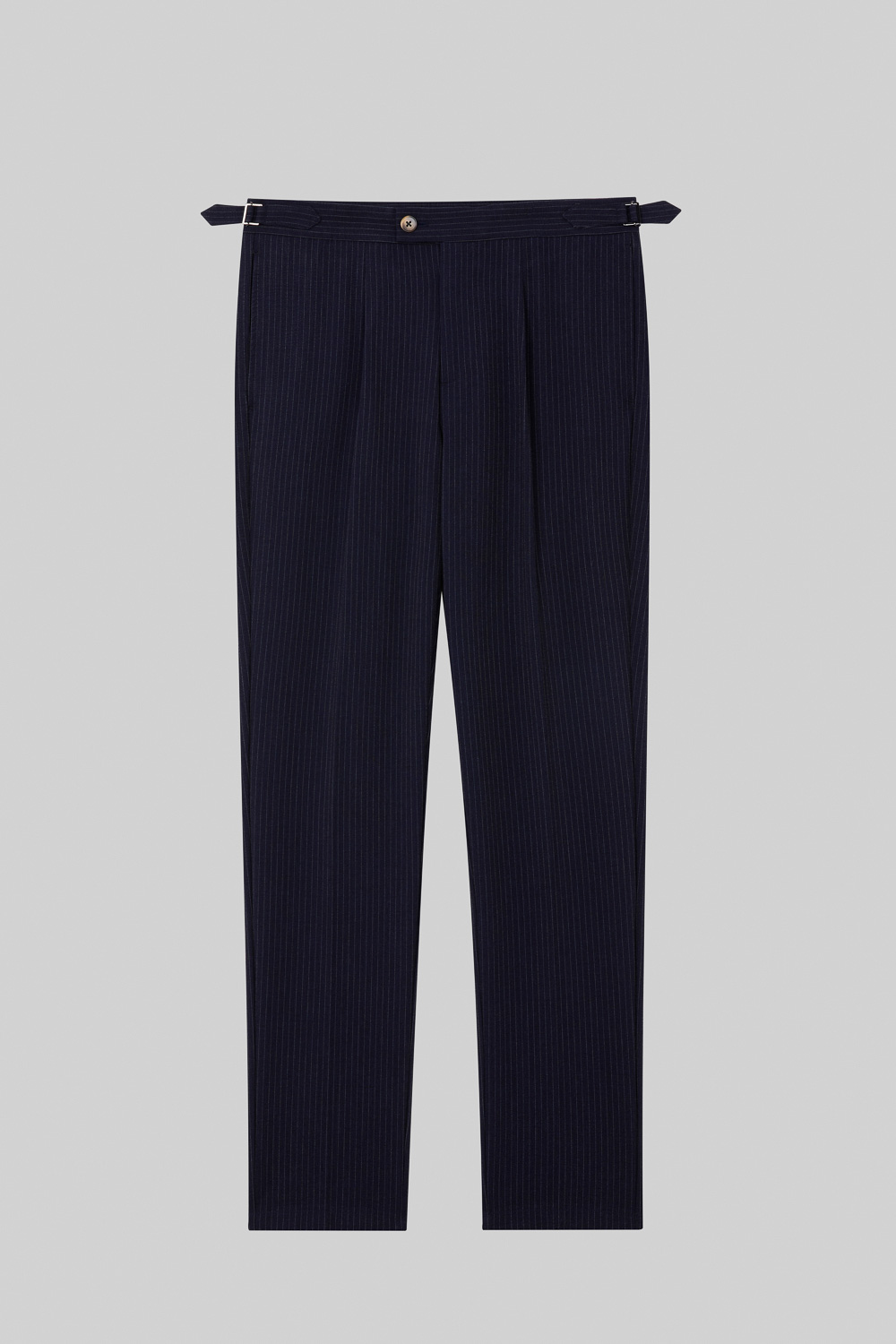 SST&C Navy Striped Pattern Seersucker Pleated Slim Fit Casual Trousers | 1212309004  (Outlet)_6