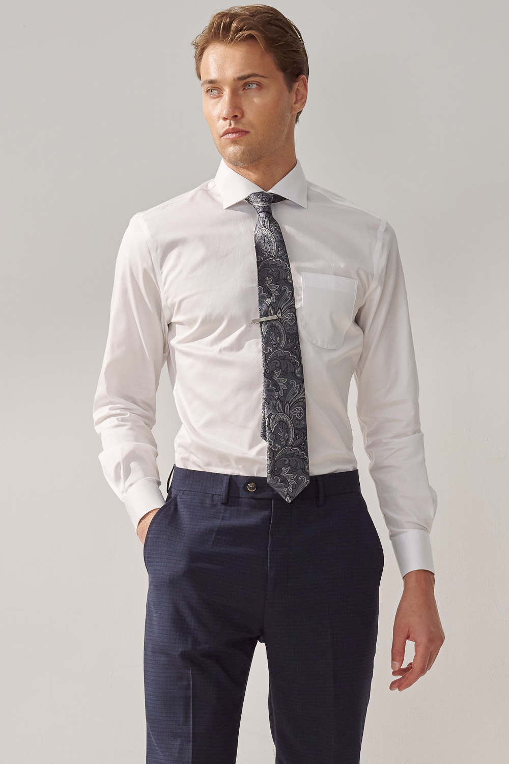 SST&C Navy Check Pattern Machine Washable Tailored Suit Trousers | 0212309004  (Outlet)_4
