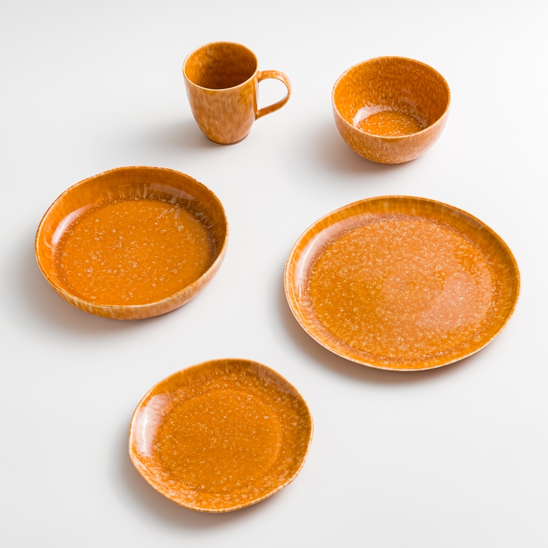 WAGA 斑斕亮釉 22cm 陶瓷深盤｜橘｜單品_4