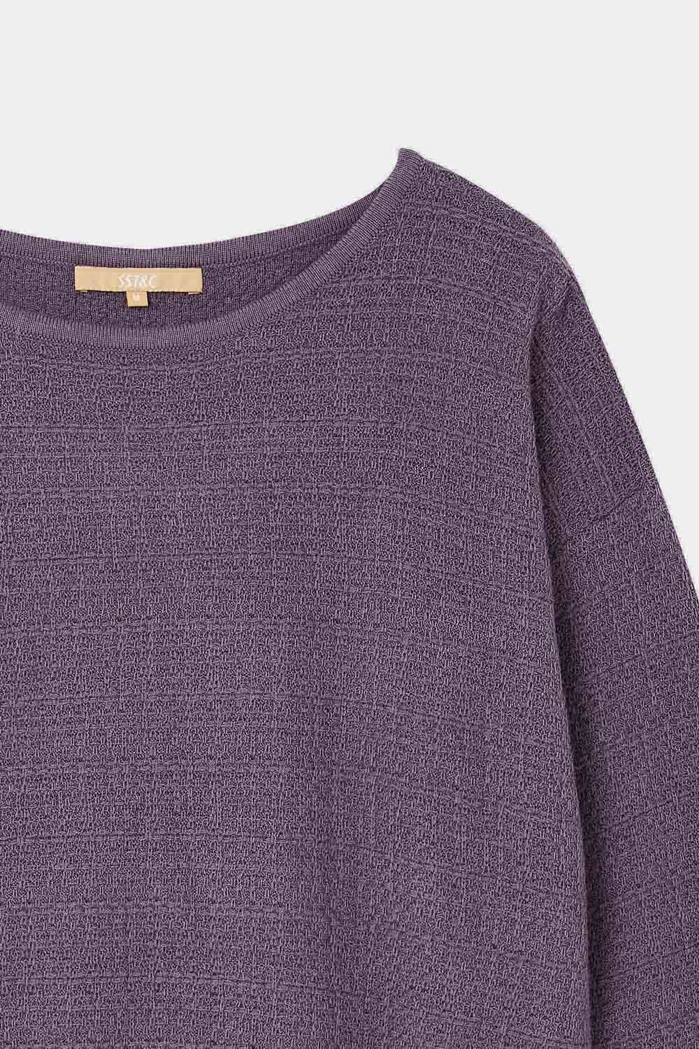 SST&C Mysterious Purple Tweed Off-Shoulder Sweater | 8662310008  (Outlet)_7