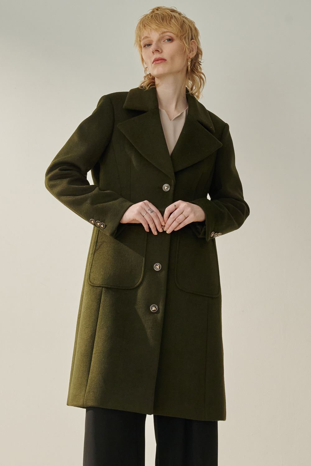 SST&C 軍綠大翻領羊毛大衣 | 8962310005 (outlet)_0