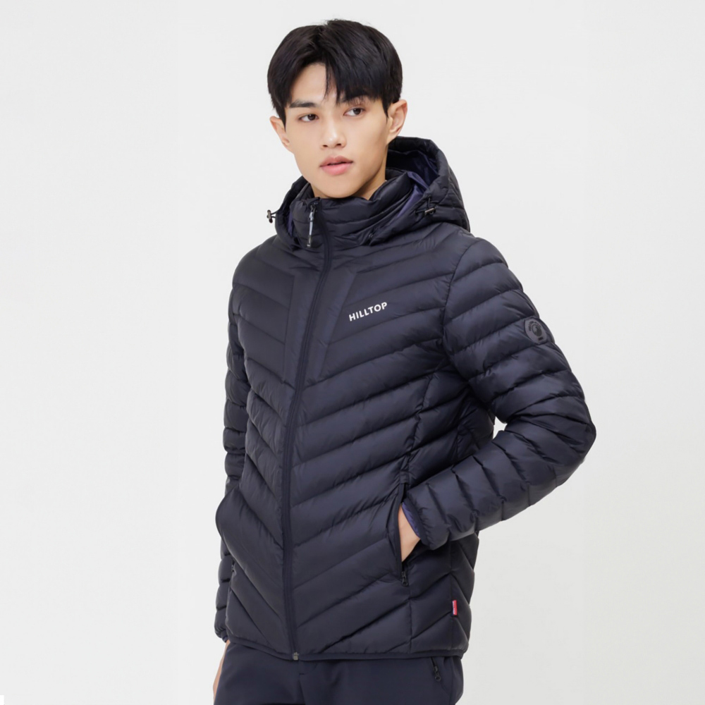 HILLTOP山頂鳥防潑水保暖羽絨短大衣外套男款黑｜PF22XM24ECA0