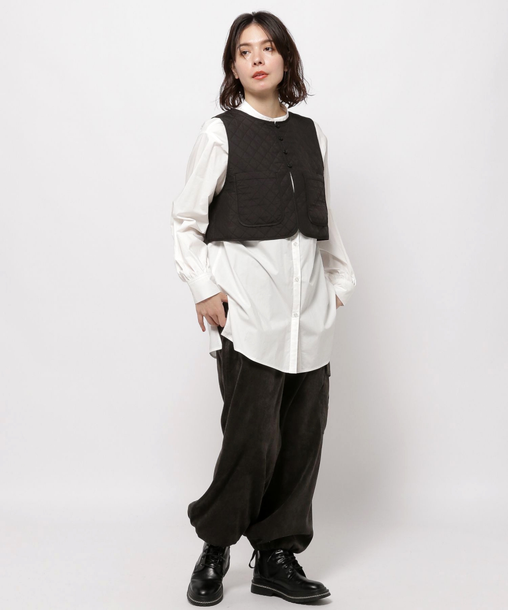 ウェア Nico niko and女光澤感兩件式絎縫背心長袖襯衫-二色-985727