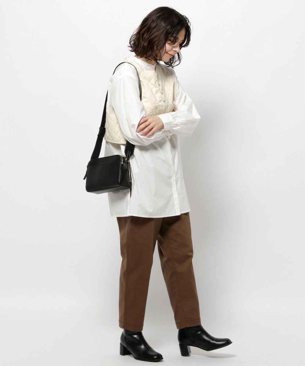 niko and女光澤感兩件式絎縫背心長袖襯衫-二色-985727