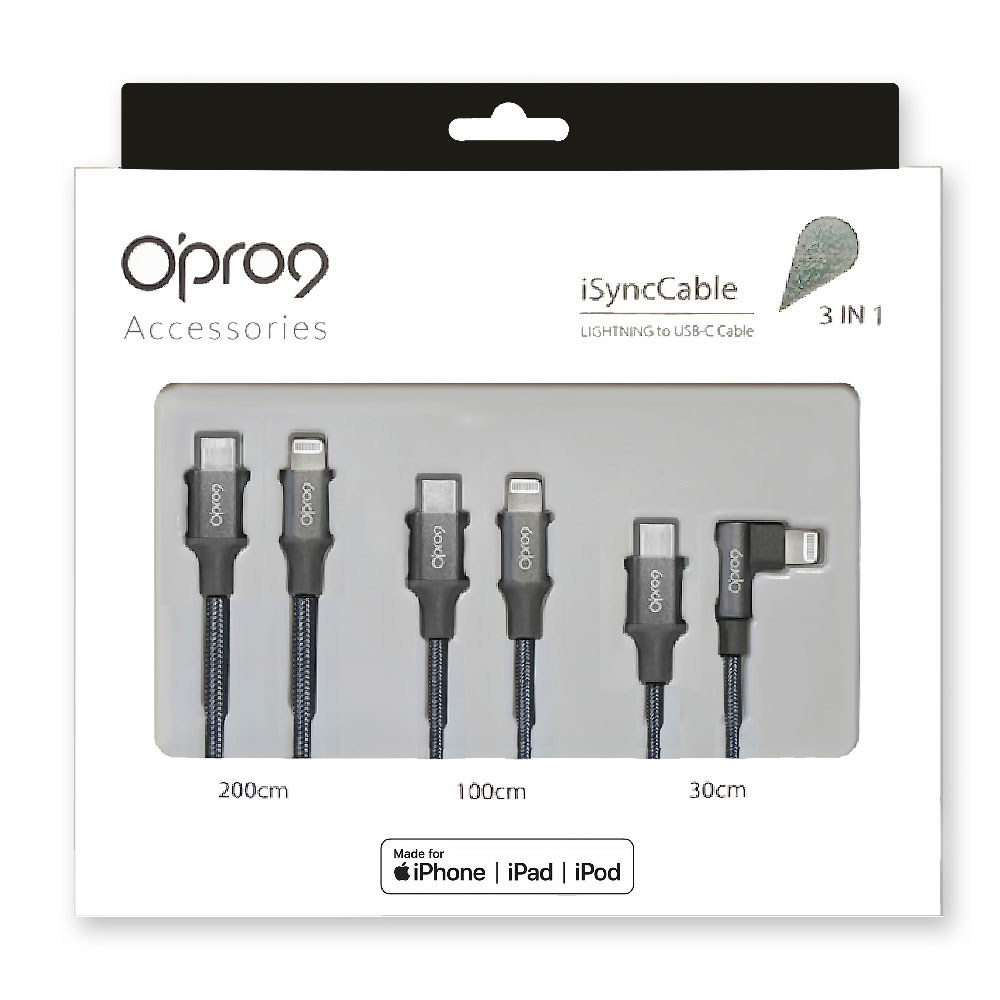 【電力補給組】Opro9 GaN 65W 氮化鎵快充電源供應器 + 蘋果TypeC to Lightning編織數據線組合包 (內含200cm+100cm+30cm各1入)_4