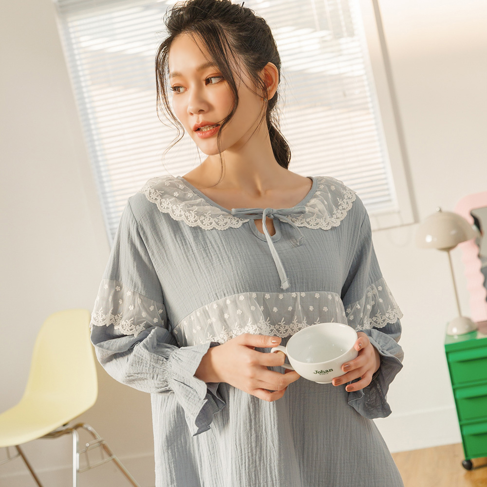 【純棉甜夢】洋裝式家居服 FREE 2色 I40013_1