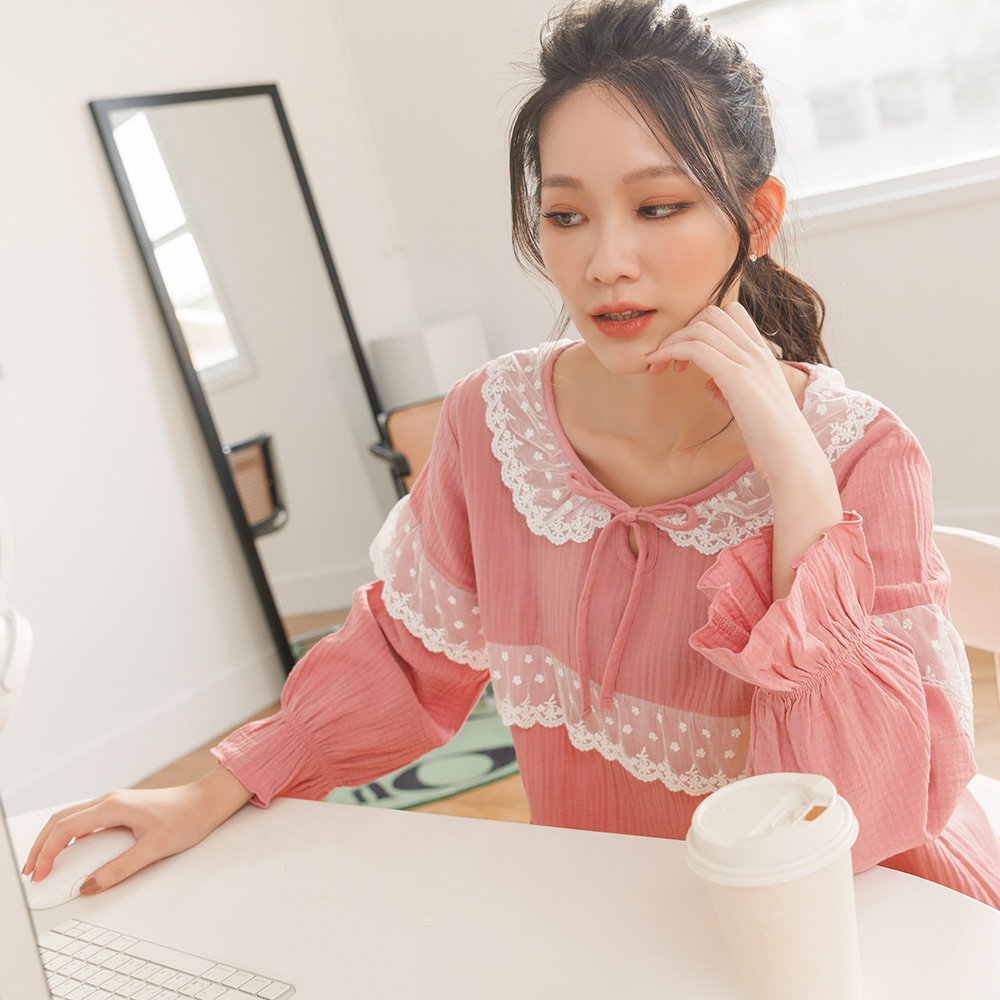 【純棉甜夢】洋裝式家居服 FREE 2色 I40013_9
