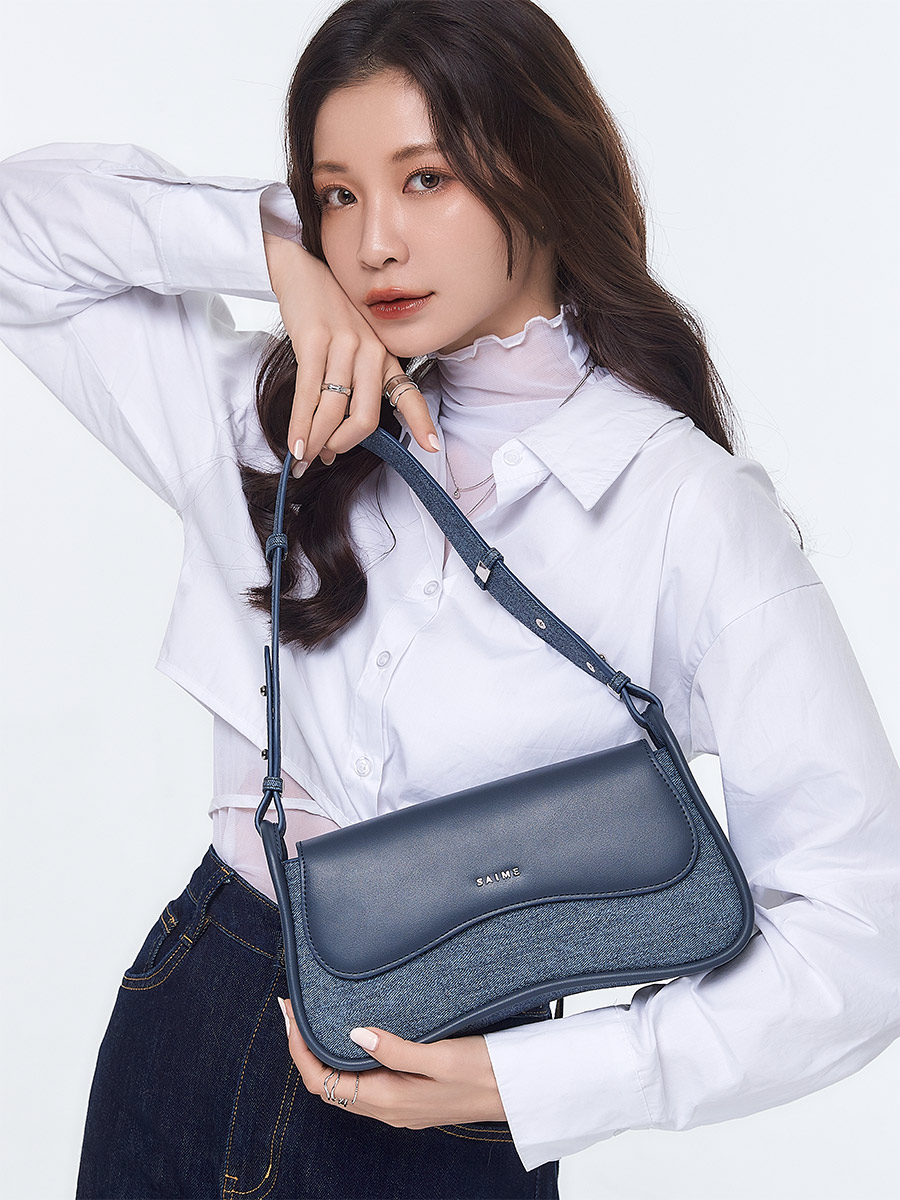 ★S'AIME★牛仔紋皮革法棍包 ハンドバック/送料込 S'AIME 牛仔紋皮革法棍包｜S'AIME 東京企劃