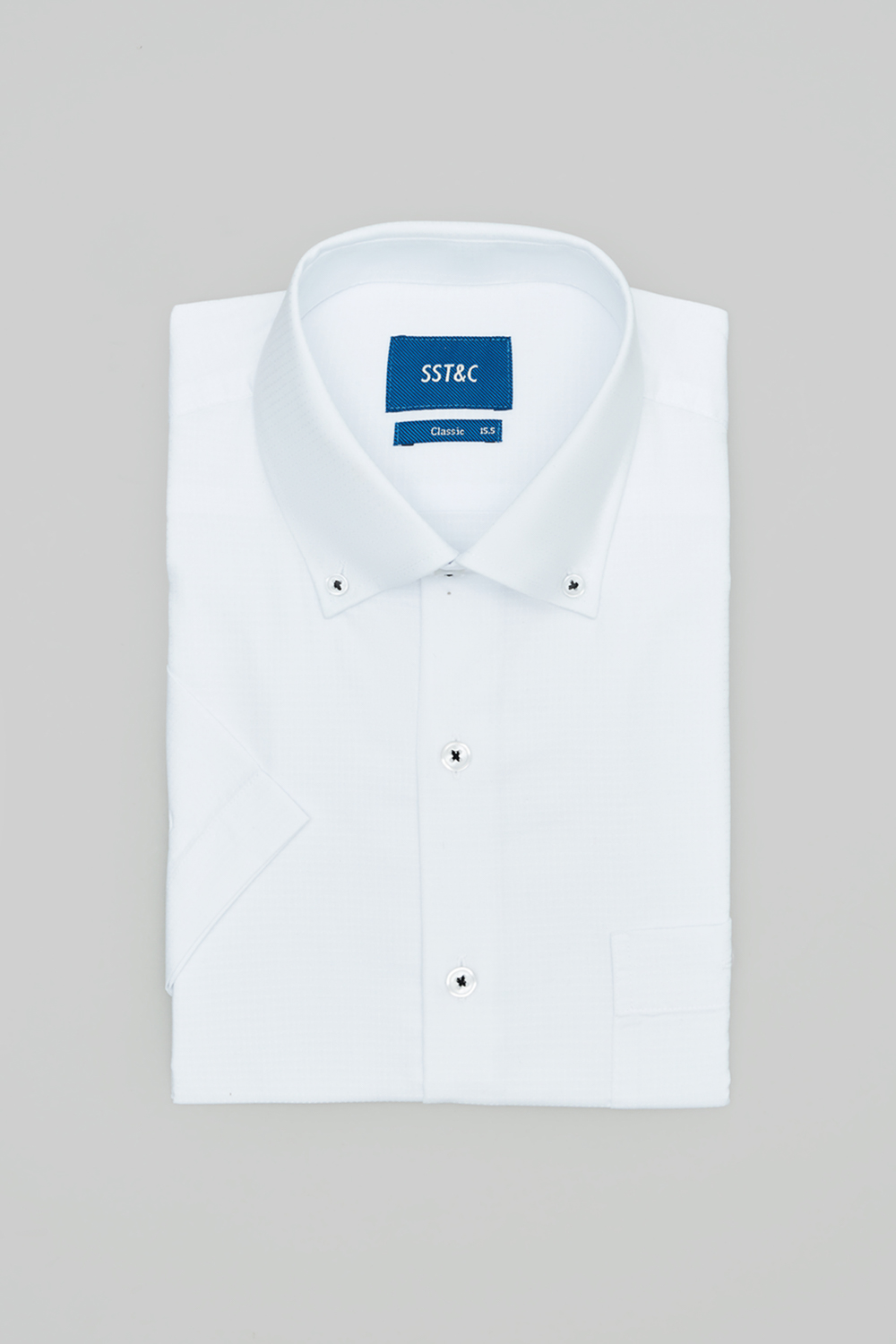 SST&C White Textured Standard Fit Short Sleeve Shirt | 0412402007  (Outlet)_5