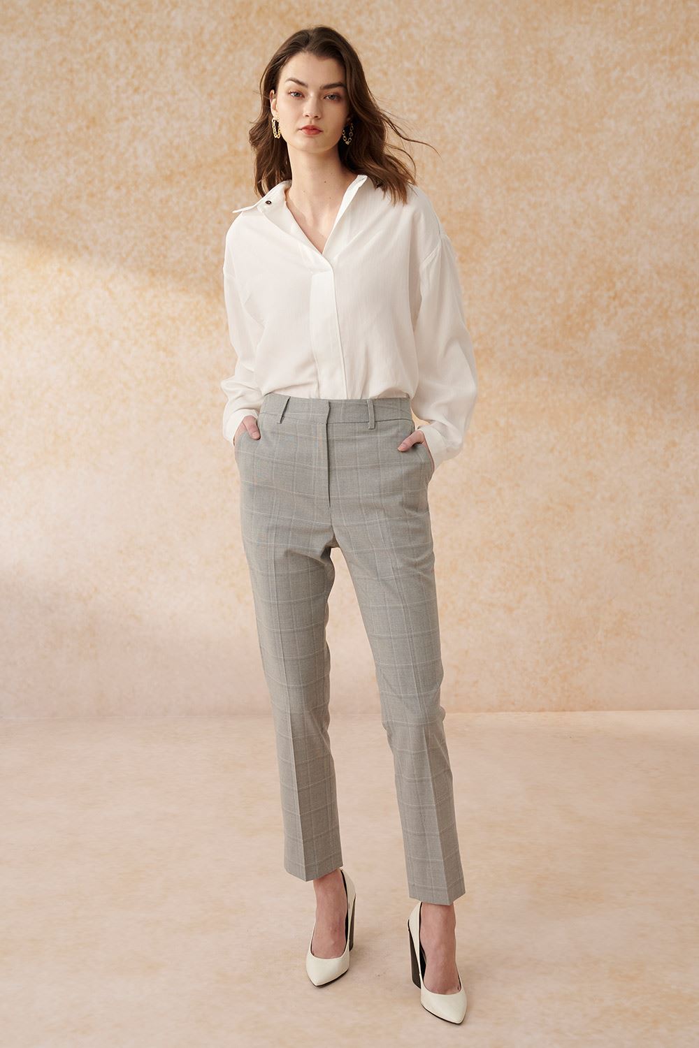 SST&C淺灰格紋修身西褲 | 7262402001 (outlet)_1