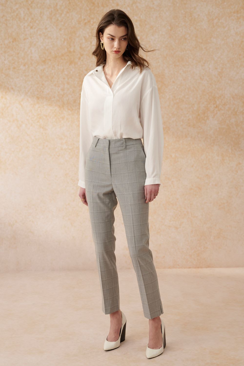 SST&C淺灰格紋修身西褲 | 7262402001 (outlet)_2