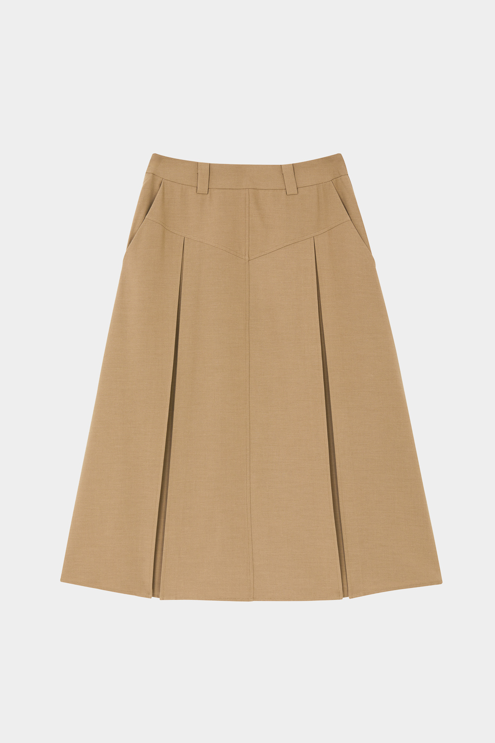 SST&C Dark Khaki Textured Pleated Maxi Skirt | 8362402001  (Outlet)_7