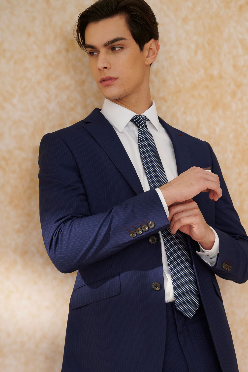 SST&C Navy Striped Pattern Tailor Suit Jacket | 0112402005  (Outlet)_1