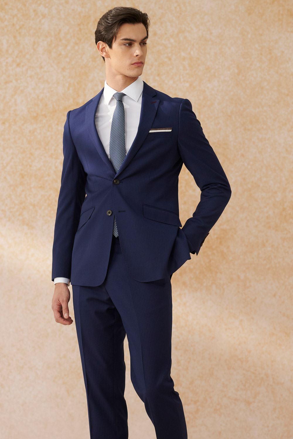 SST&C Navy Striped Pattern Tailor Suit Jacket | 0112402005  (Outlet)_2