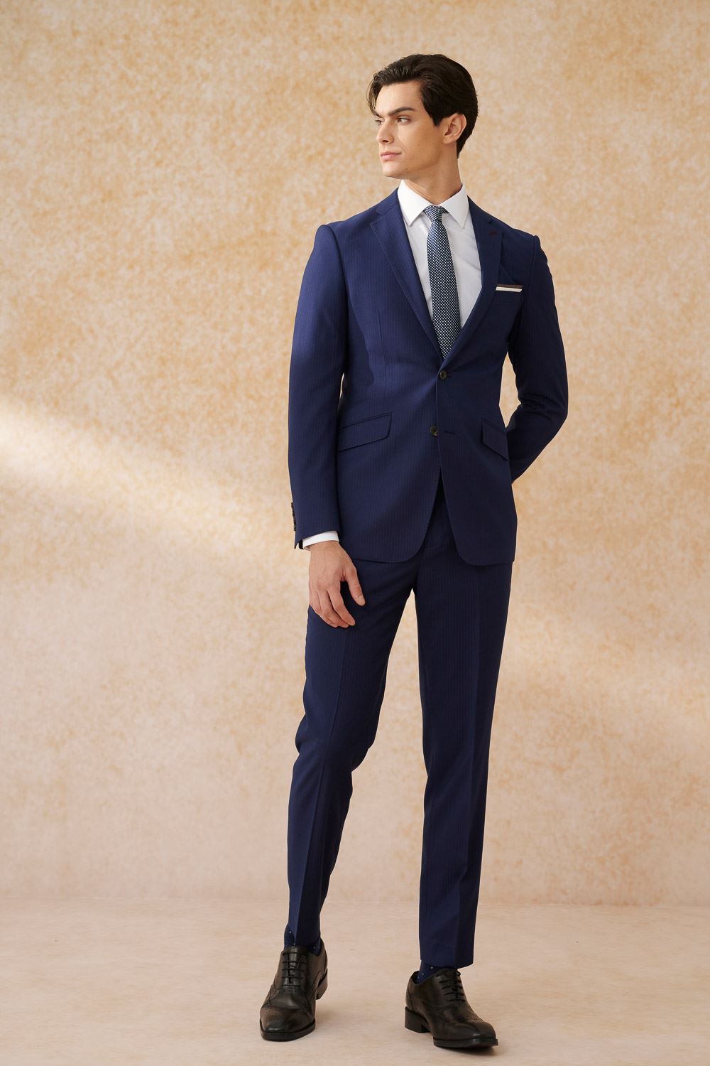 SST&C Navy Striped Pattern Tailor Suit Jacket | 0112402005  (Outlet)_3