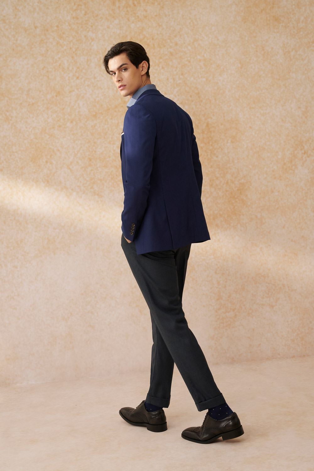 SST&C Navy Striped Pattern Tailor Suit Jacket | 0112402005  (Outlet)_4