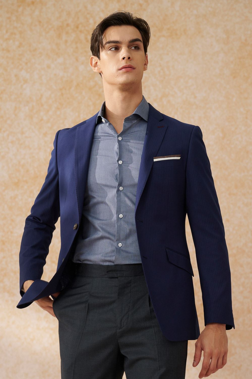 SST&C Navy Striped Pattern Tailor Suit Jacket | 0112402005  (Outlet)_6