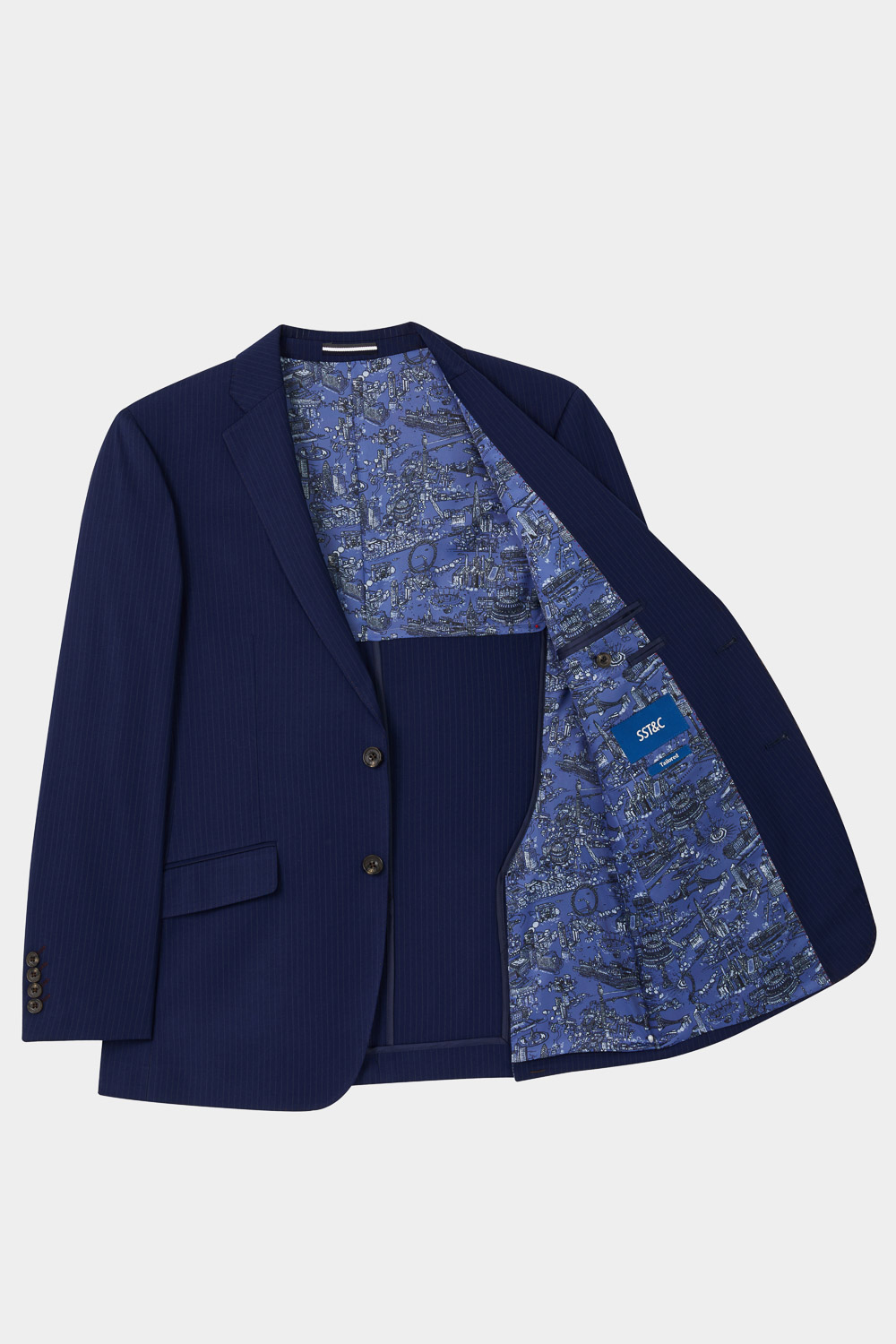 SST&C Navy Striped Pattern Tailor Suit Jacket | 0112402005  (Outlet)_8
