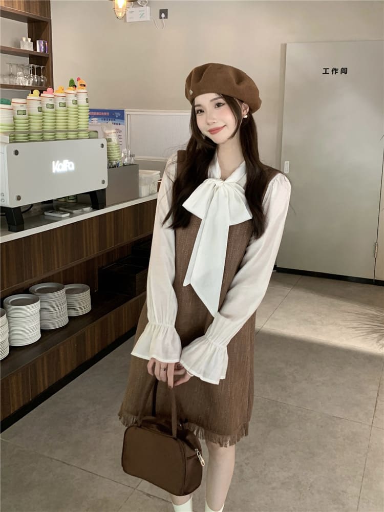 【missy shop】可可歐蕾洋裝綁帶上衣套裝-59452_0