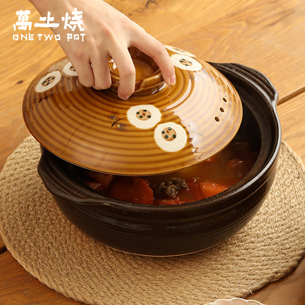 【萬土燒】日式和風朝顏款陶鍋/多功能燉煮湯鍋1000ML_5