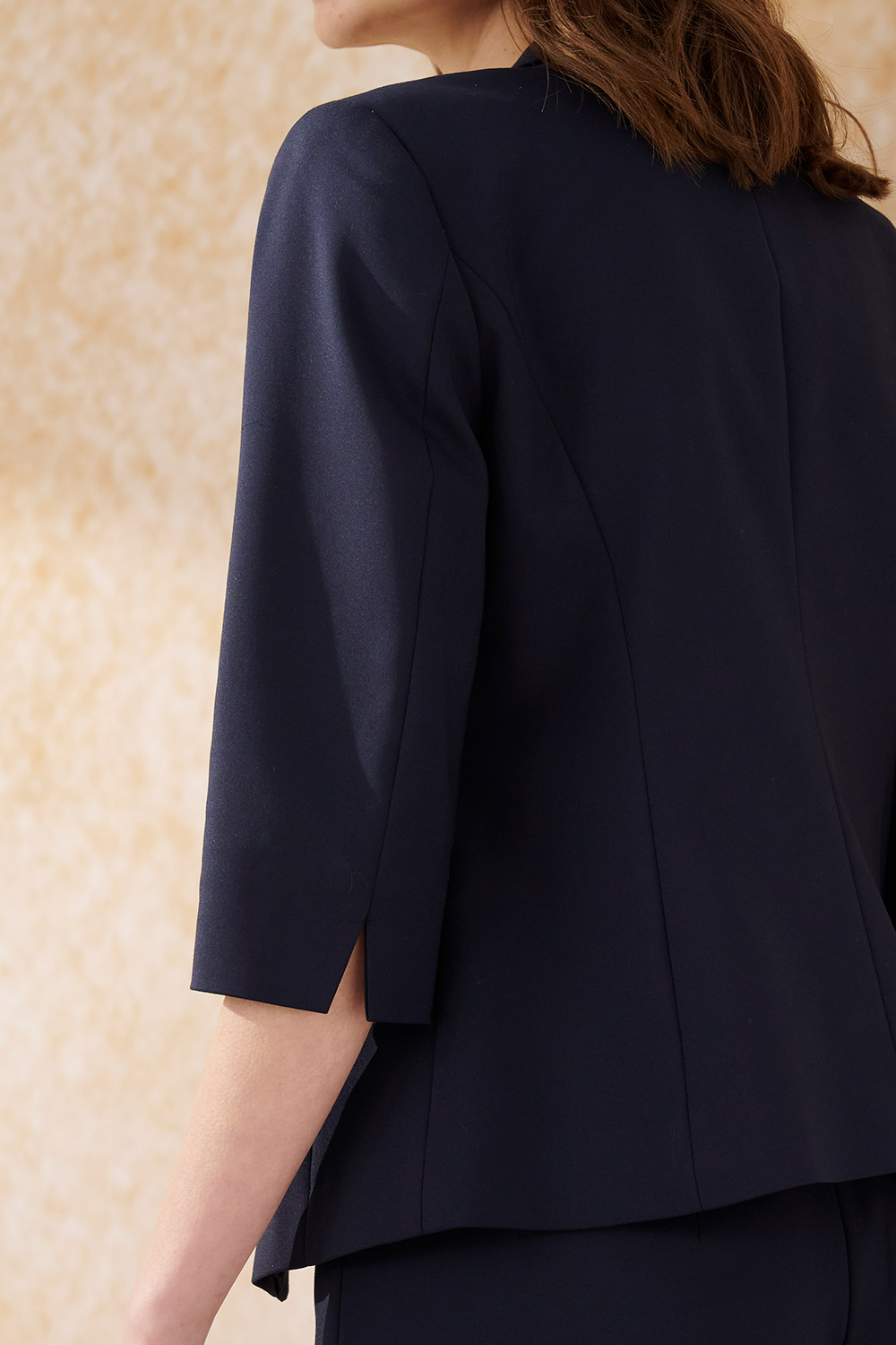 SST&C Navy Square Collar Three-Quarter Sleeve Suit Jacket | 7162403007  (Outlet)_4